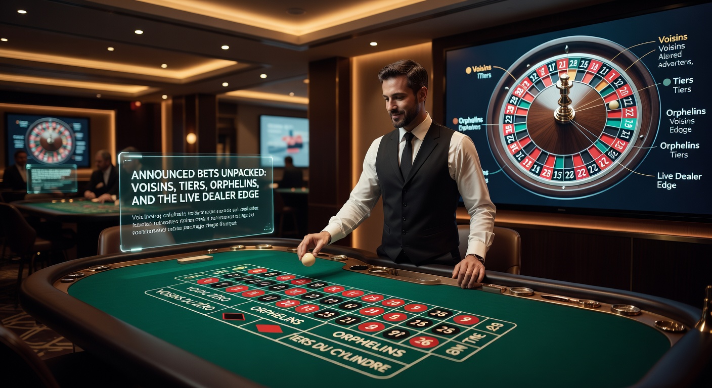 Live Dealer setzt Announced Bets wie Orphelins auf einem echten Roulette-Tisch während eines Streams