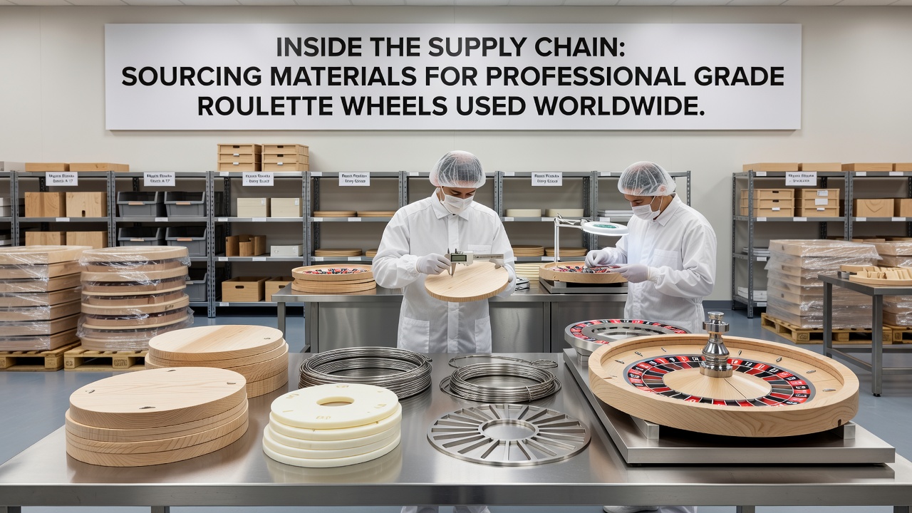 Professionelles Roulette-Rad mit Detailansicht der Materialien und Verarbeitung