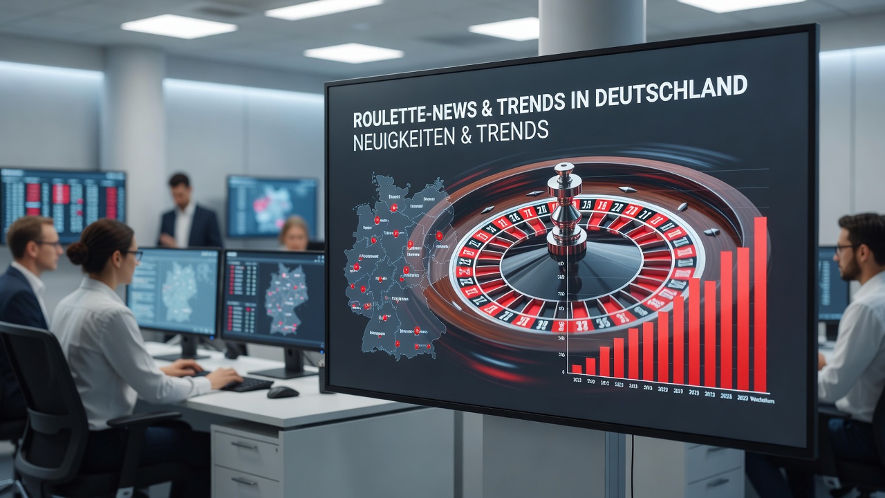 Darstellung eines modernen Online-Casinos mit Roulette-Tisch und digitalen Elementen, symbolisch für die neuen Lizenzen in Schleswig-Holstein